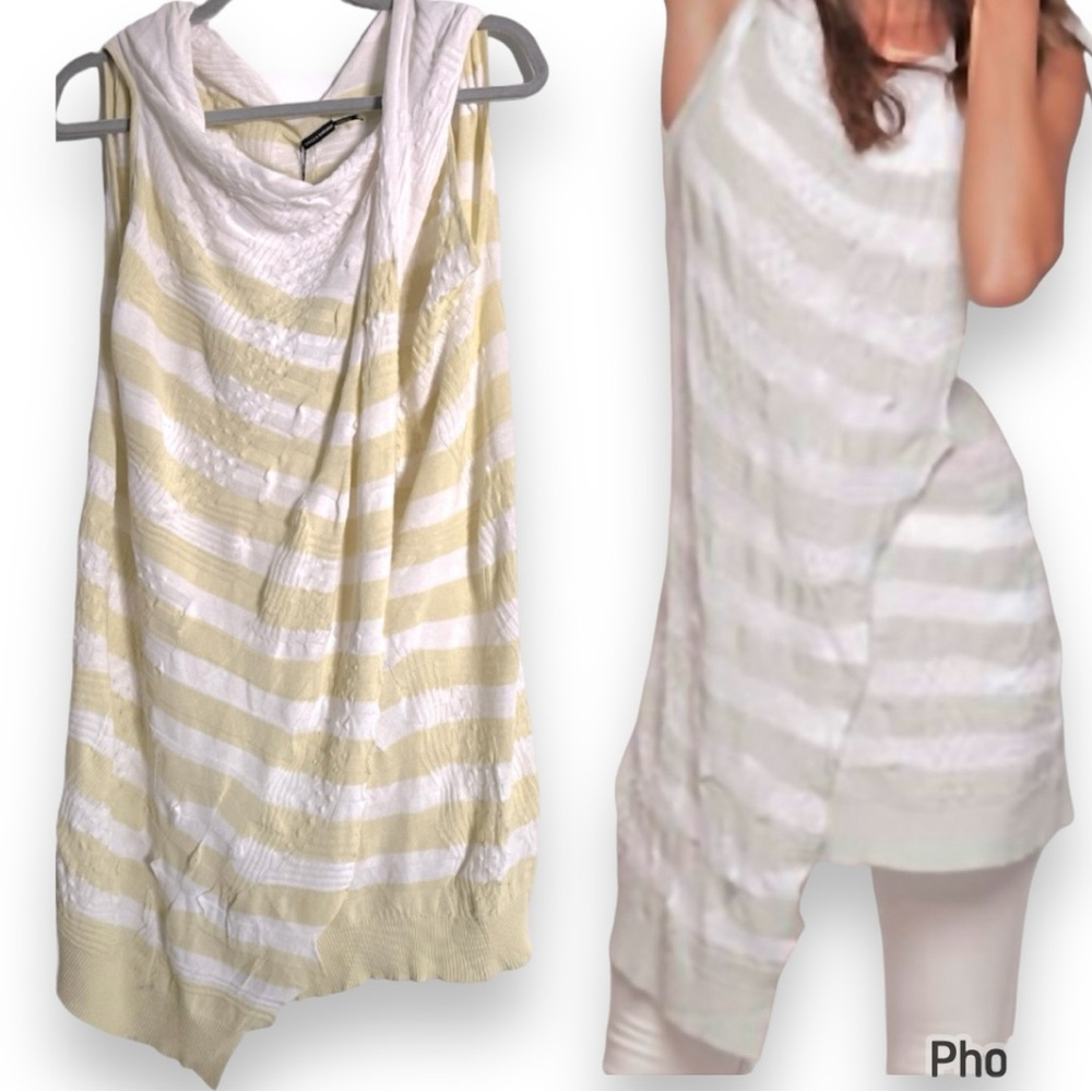 Stella Carakasi Cowl Neck Sweater in Soft Yellow and White